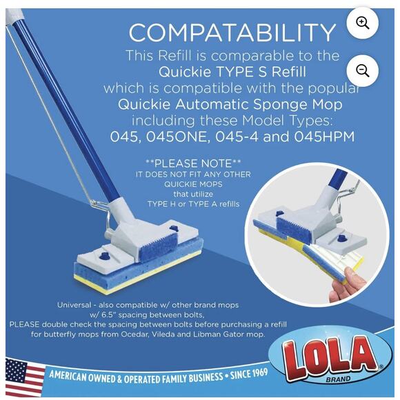 LOLA SqueezeMatic Butterfly Sponge Mop Refill, 9" Super Absorbent Head - 1 Count - Picture 3 of 6